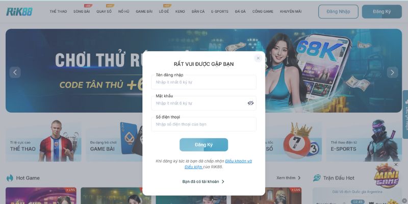 RIK88 - Trải Nghiệm Cá Cược Hợp Pháp Với Đa Dạng Trò Chơi 4 Các bước đăng ký tài khoản tại nhà cái RIK88