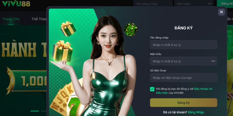 Các bước mở tài khoản nhanh tại VIVU88